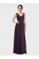 Pourpre Trapèze Col V Mousseline Dentelle Longue Robes demoiselle d'honneur Outlet