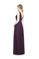 Pourpre Trapèze Col V Mousseline Longue Robes demoiselle d'honneur Outlet