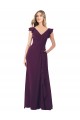 Pourpre Trapèze Col V Mousseline Longue Robes demoiselle d'honneur Outlet