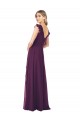 Pourpre Trapèze Col V Mousseline Longue Robes demoiselle d'honneur Outlet