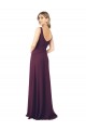 Pourpre Trapèze Col V Mousseline Longue Robes demoiselle d'honneur Outlet