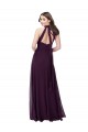 Pourpre Trapèze Licou Col Haut Mousseline Longue Robes demoiselle d'honneur Outlet