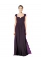 Pourpre Trapèze Mousseline Dentelle Longue Robes demoiselle d'honneur Outlet