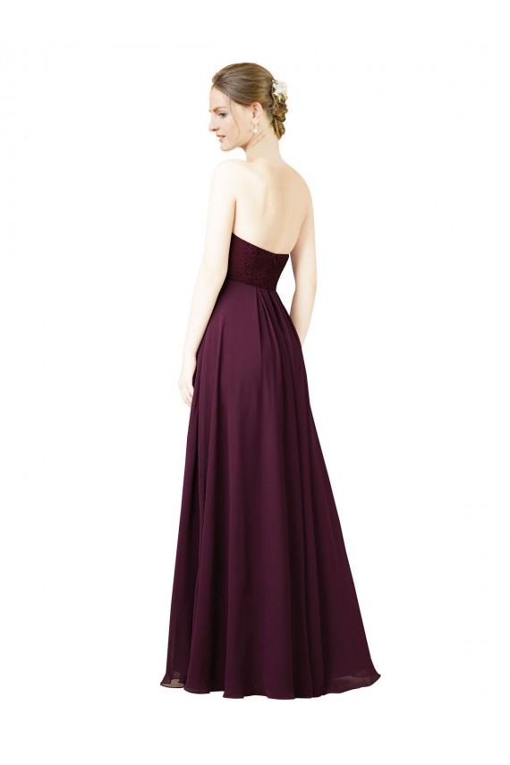 Pourpre Trapèze Mousseline Longue Robes demoiselle d'honneur Outlet