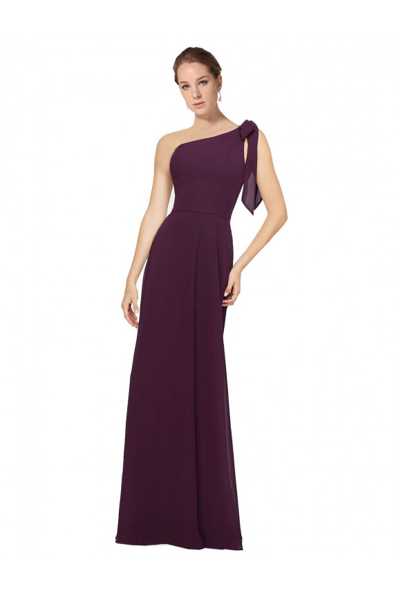 Pourpre Trapèze Mousseline Longue Robes demoiselle d'honneur Outlet