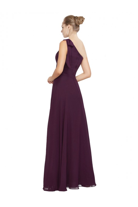 Pourpre Trapèze Mousseline Longue Robes demoiselle d'honneur Outlet