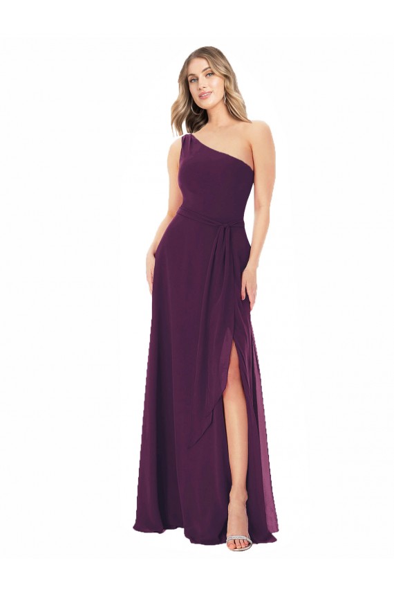 Pourpre Trapèze Mousseline Longue Robes demoiselle d'honneur Outlet