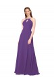 Prune Fourreau Col Haut Mousseline Longue Robes demoiselle d'honneur Outlet