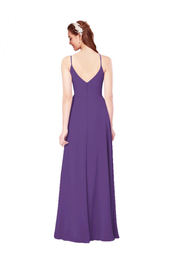 Prune Fourreau Col Haut Mousseline Longue Robes demoiselle d'honneur Outlet
