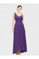 Prune Trapèze Col V Mousseline Longue Asymétrique Robes demoiselle d'honneur Outlet