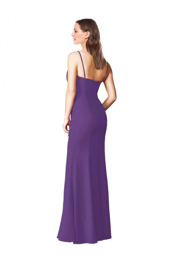 Prune Trapèze Sans bretelle Mousseline Longue Robes demoiselle d'honneur Outlet