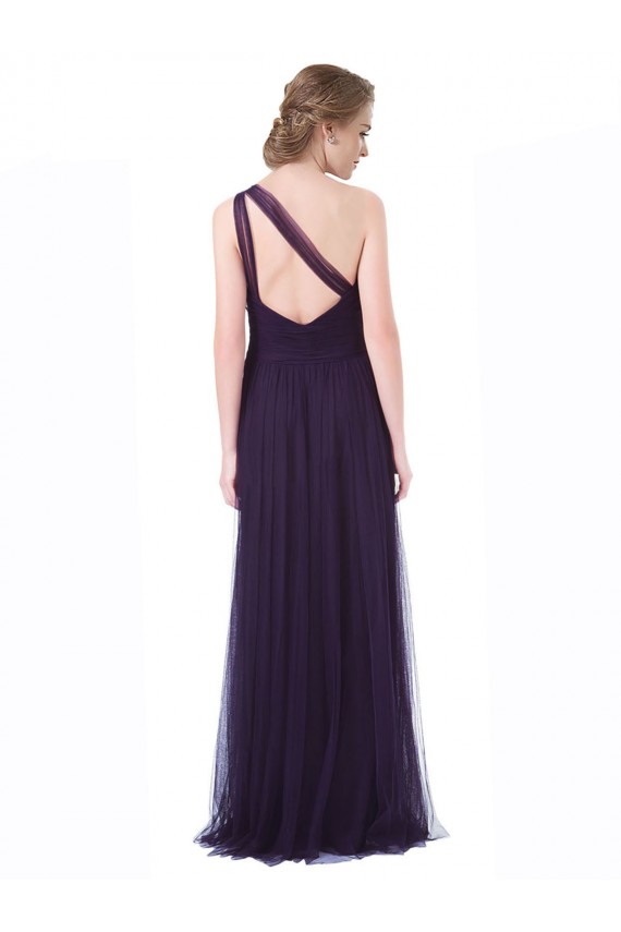 Prune Trapèze Tulle Longue Robes demoiselle d'honneur Outlet