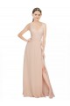 Rose 114 Trapèze Col V Mousseline Longue Robes demoiselle d'honneur Outlet