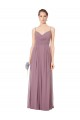 Rose 147 Trapèze Bretelles spaghetti Col V Mousseline Longue Robes demoiselle d'honneur Outlet