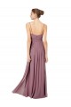 Rose 147 Trapèze Bretelles spaghetti Col V Mousseline Longue Robes demoiselle d'honneur Outlet