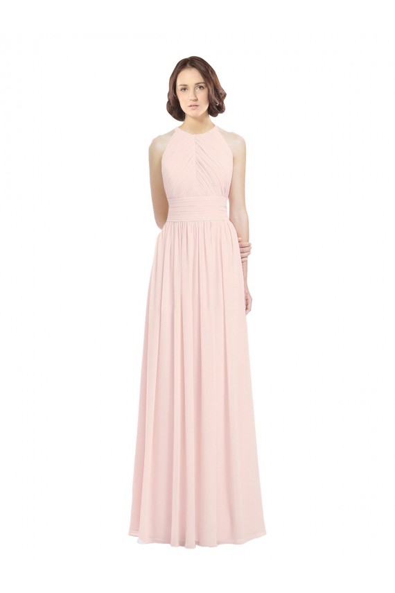 Rose 42 Trapèze Licou Mousseline Longue Robes demoiselle d'honneur Outlet