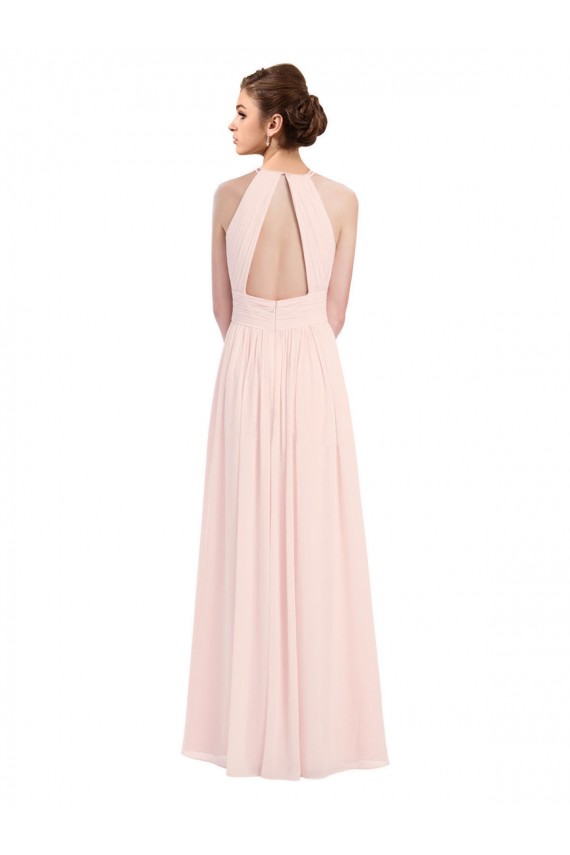 Rose 42 Trapèze Licou Mousseline Longue Robes demoiselle d'honneur Outlet