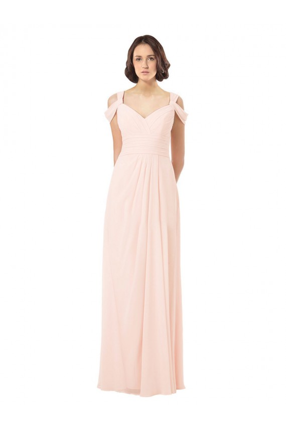 Rose 42 Trapèze Épaule Dénudée Mousseline Longue Robes demoiselle d'honneur Outlet