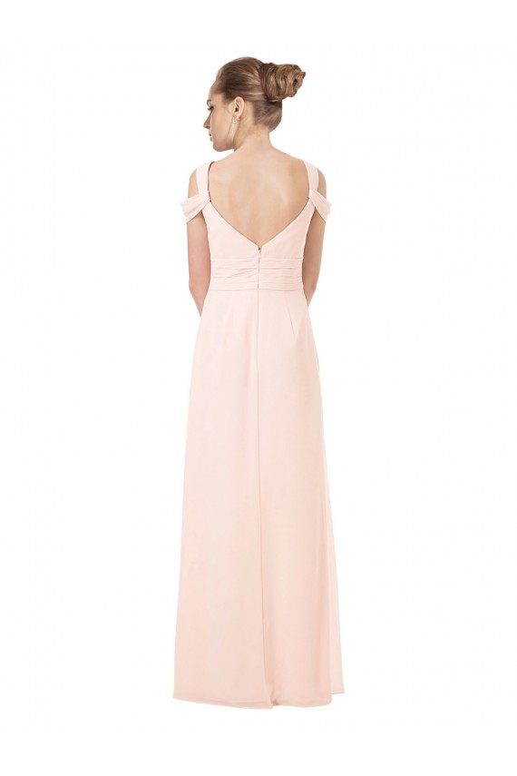 Rose 42 Trapèze Épaule Dénudée Mousseline Longue Robes demoiselle d'honneur Outlet