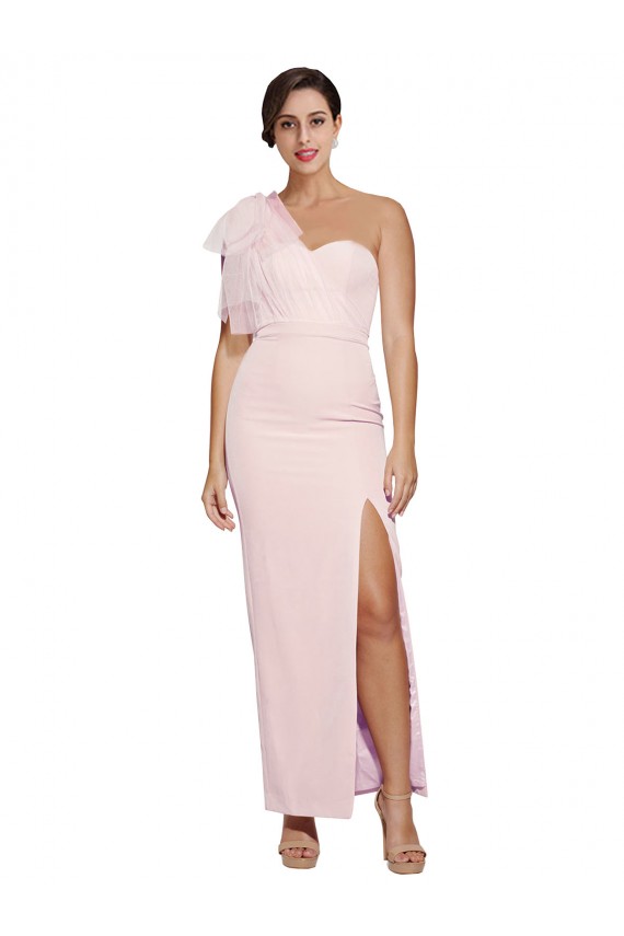 Rose Fourreau Crêpe Stretch Longue Formelles Robes demoiselle d'honneur / Robes de soirée / Robes de bal Outlet