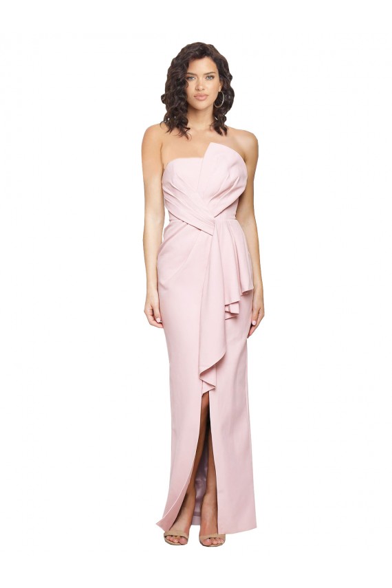 Rose Fourreau Sans bretelle Crêpe Stretch Longue Formelles Robes demoiselle d'honneur / Robes de soirée / Robes de bal Outlet