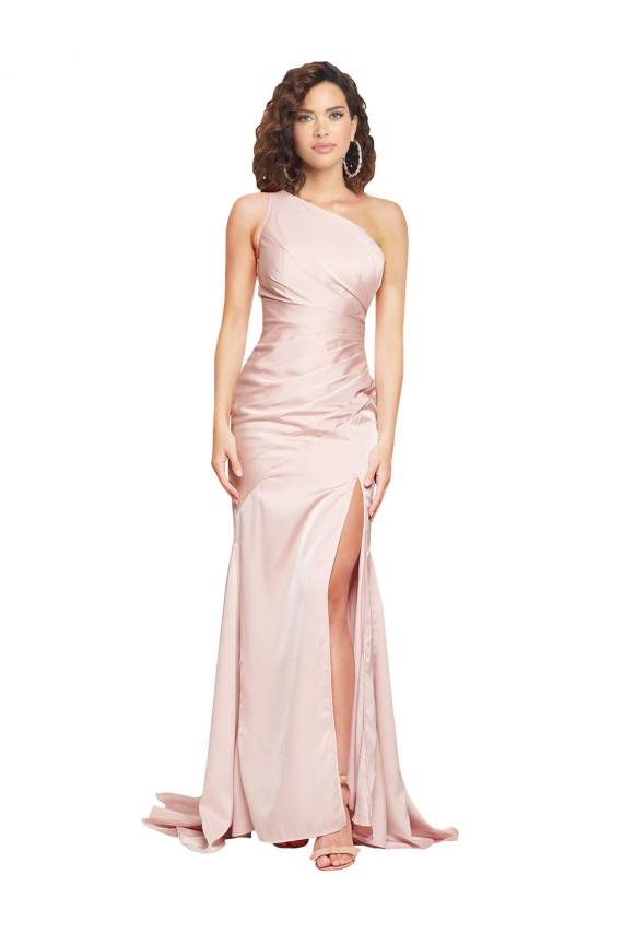 Rose Fourreau Satiné Soyeux Longue Formelles Robes demoiselle d'honneur / Robes de soirée / Robes de bal Outlet