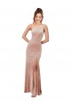Rose Fourreau Velours Stretch Longue Formelles Robes demoiselle d'honneur / Robes de soirée / Robes de bal Outlet