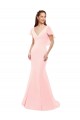 Rose Sirène Col V Mousseline Longue Robes demoiselle d'honneur Outlet
