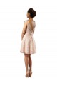 Rose Trapèze Bateau Illusion Mousseline Dentelle Courte Robes demoiselle d'honneur Outlet