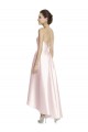 Rose Trapèze Bretelles spaghetti Satiné Longue Asymétrique Robes demoiselle d'honneur Outlet