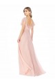 Rose Trapèze Col Carré Mousseline Longue Robes demoiselle d'honneur Outlet
