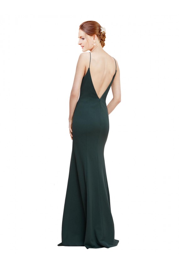 Rose Trapèze Col V Crêpe Stretch Longue Formelles Robes demoiselle d'honneur / Robes de soirée / Robes de bal Outlet