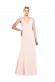 Rose Trapèze Col V Crêpe Stretch Longue Formelles Robes demoiselle d'honneur / Robes de soirée / Robes de bal Outlet