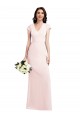 Rose Trapèze Col V Crêpe Stretch Longue Formelles Robes demoiselle d'honneur / Robes de soirée / Robes de bal Outlet
