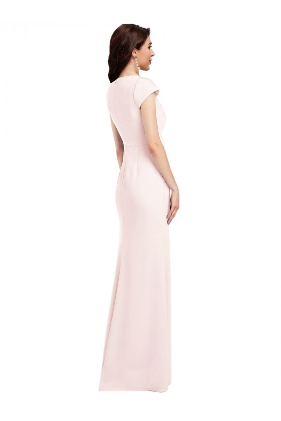 Rose Trapèze Col V Crêpe Stretch Longue Formelles Robes demoiselle d'honneur / Robes de soirée / Robes de bal Outlet