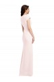 Rose Trapèze Col V Crêpe Stretch Longue Formelles Robes demoiselle d'honneur / Robes de soirée / Robes de bal Outlet