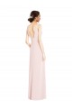 Rose Trapèze Col V Crêpe Stretch Longue Robes demoiselle d'honneur / Robes de bal Outlet
