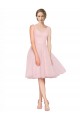 Rose Trapèze Col V Tulle Courte Robes demoiselle d'honneur / Robes de cocktail Outlet