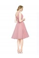 Rose Trapèze Col V Tulle Courte Robes demoiselle d'honneur / Robes de cocktail Outlet