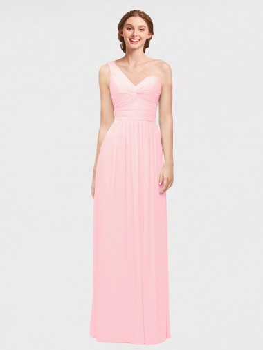 Rose Trapèze Mousseline Longue Robes demoiselle d'honneur Pas Chre