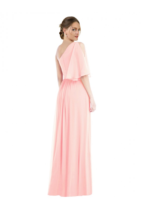 Rose Trapèze Mousseline Longue Robes demoiselle d'honneur Outlet