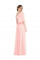Rose Trapèze Mousseline Longue Robes demoiselle d'honneur Outlet