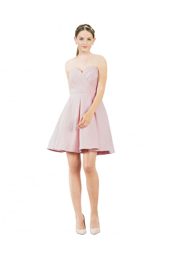 Rose Trapèze Satiné Courte Robes demoiselle d'honneur / Robes de cocktail Outlet