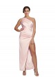 Rose Trapèze Satiné Soyeux Longue Robes demoiselle d'honneur / Robes de bal Outlet