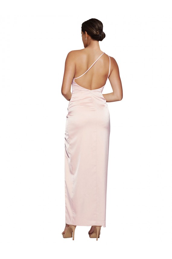 Rose Trapèze Satiné Soyeux Longue Robes demoiselle d'honneur / Robes de bal Outlet