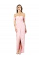 Rose Trapèze Épaule Dénudée Sans bretelle Mousseline Longue Asymétrique Robes demoiselle d'honneur Outlet