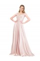 Rose Trapèze Épaule Dénudée Satiné Longue Formelles Robes demoiselle d'honneur / Robes de soirée / Robes de bal Outlet