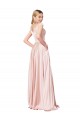 Rose Trapèze Épaule Dénudée Satiné Longue Formelles Robes demoiselle d'honneur / Robes de soirée / Robes de bal Outlet