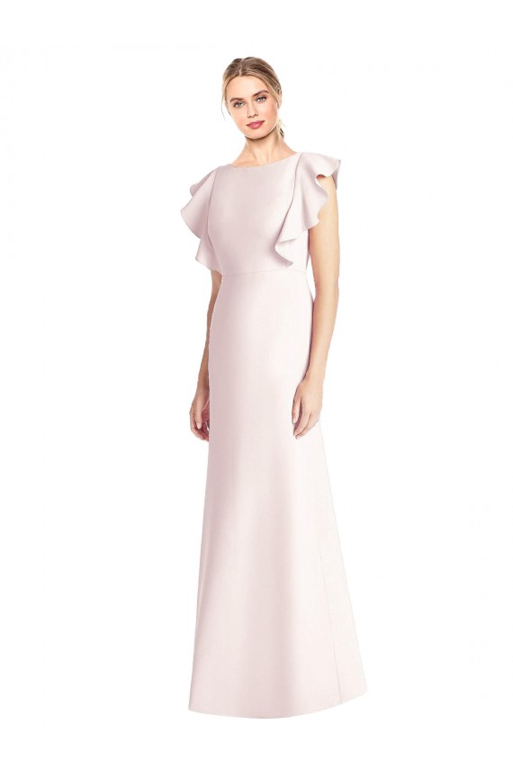 Rose Trompette Bateau Crêpe Stretch Longue Robes demoiselle d'honneur / Robes de bal Outlet