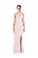 Rose Trompette Licou Crêpe Stretch Longue Formelles Robes demoiselle d'honneur / Robes de soirée / Robes de bal Outlet